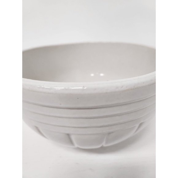 Vintage Roseville Ohio Pottery RRP Co 8" Mixing Bowl White Ribbed Stoneware - Picture 2 of 10